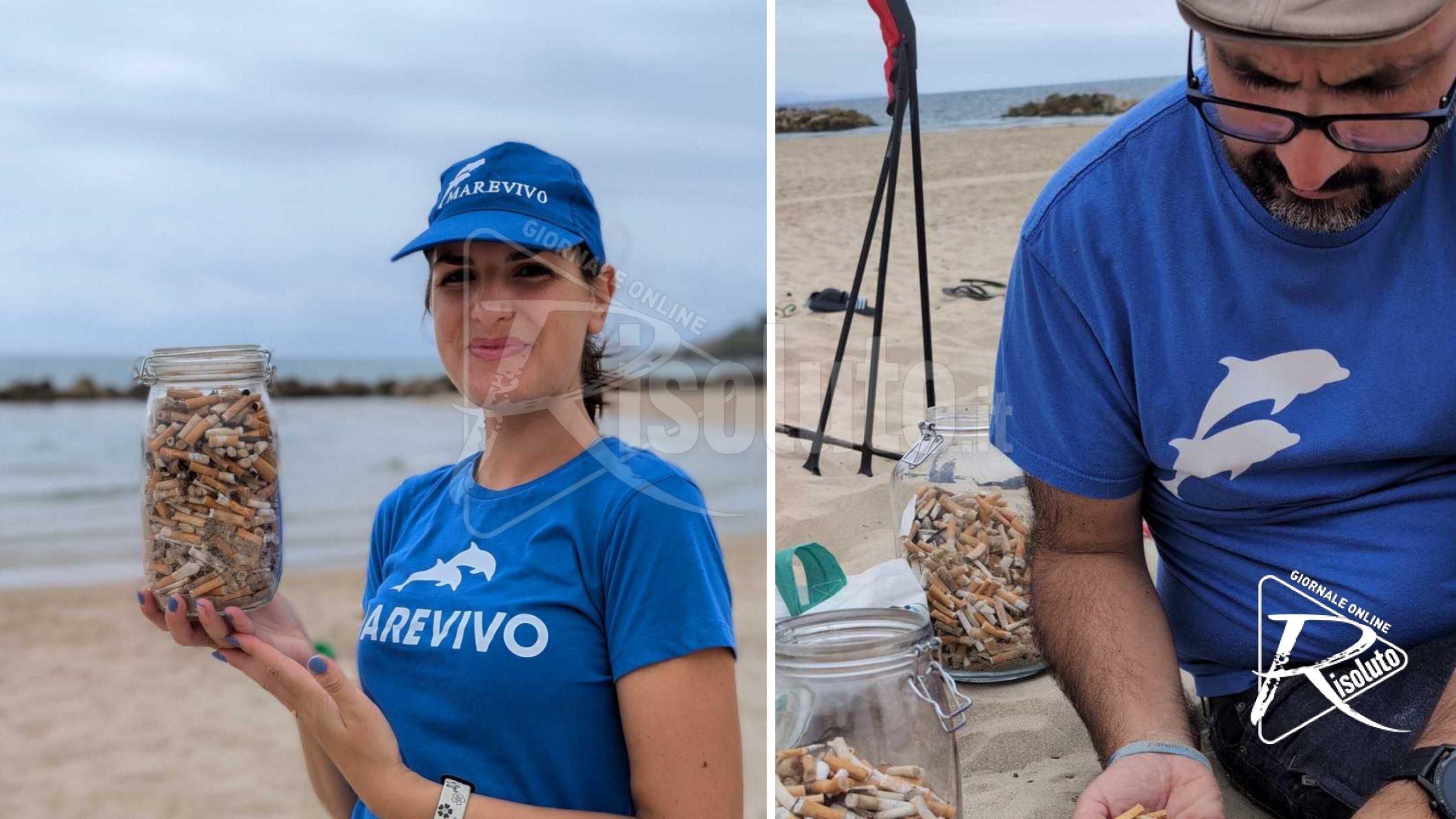 Raccolti da Marevivo alla Tonnara di Sciacca 1.402 mozziconi di sigaretta in 200 metri di spiaggia