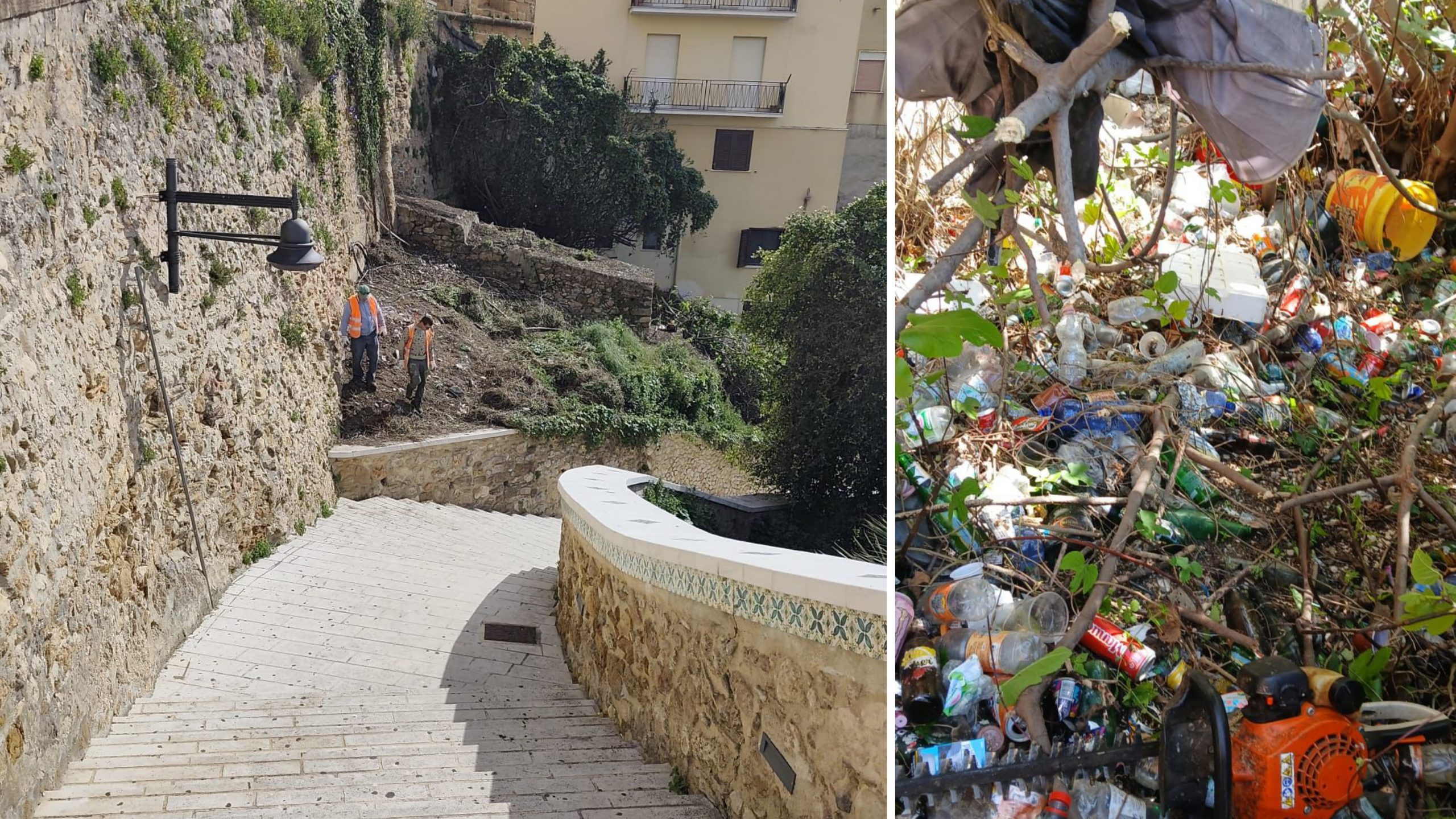 Rifiuti nella scarpata della discesa Campidoglio, in arrivo una telecamera